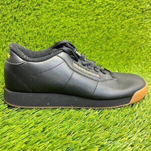 Reebok Princess Womens Size 6.5 Black Athletic Walking Leather Shoes Sneakers